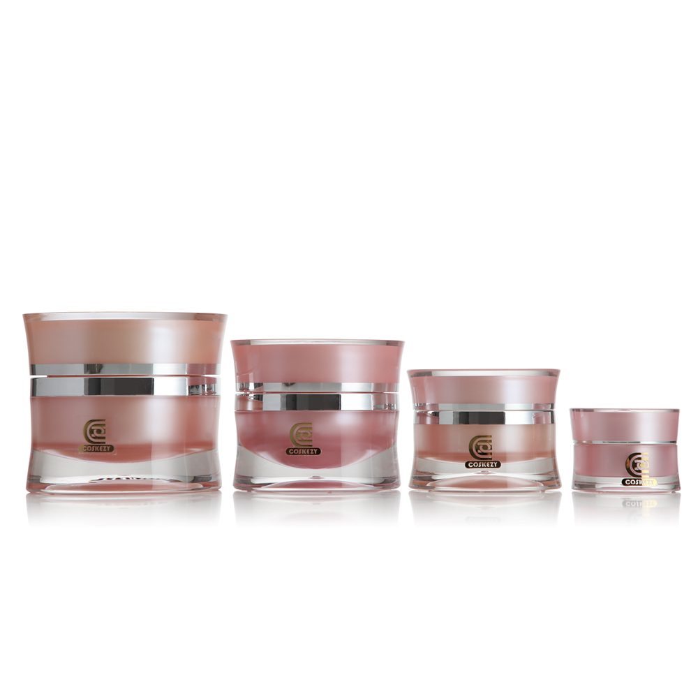 pink acrylic cosmetic containers