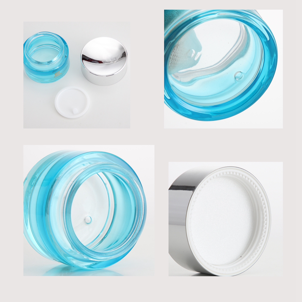 30g 60g Empty Blue Glass Cream Jars Cosmetic Packaging for Moisturizer, Face& Eye Cream - Image 3