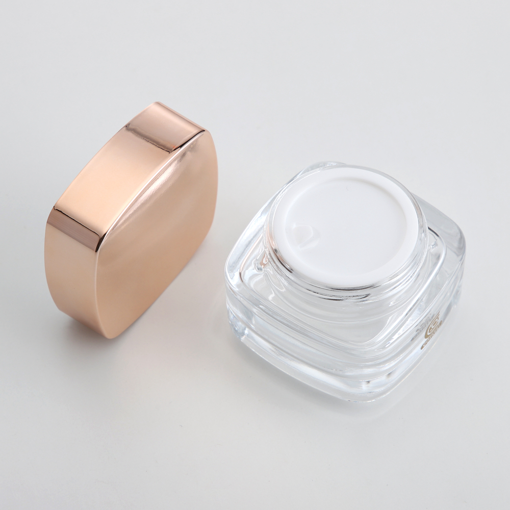 Luxury 50ml Clear Glass Cosmetic Jar with Rose Gold Lid for Face Cream, Eye Cream & Moisturizer - الصورة 4