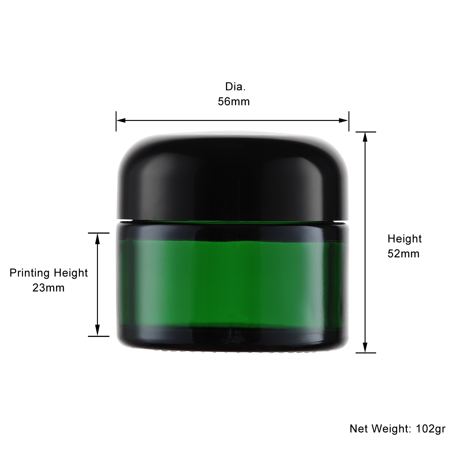 50ml green glass jar