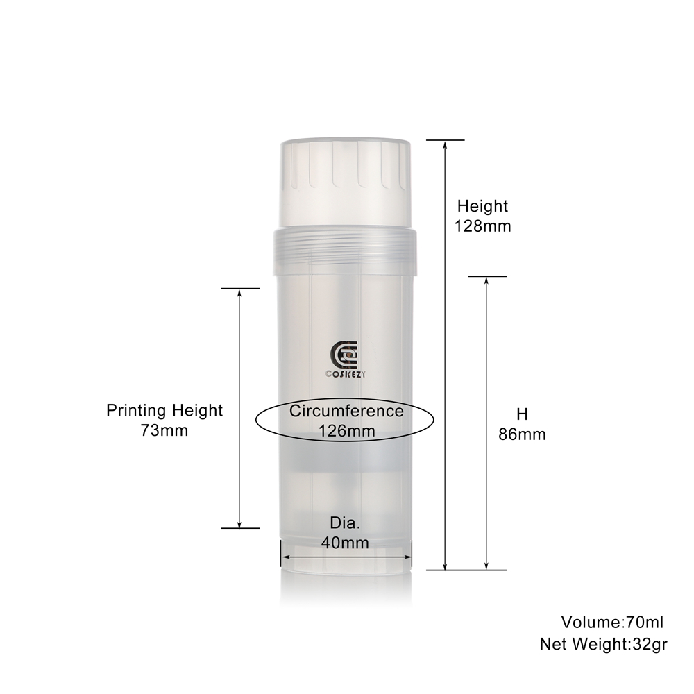 70ml transparent plastic deodorant container