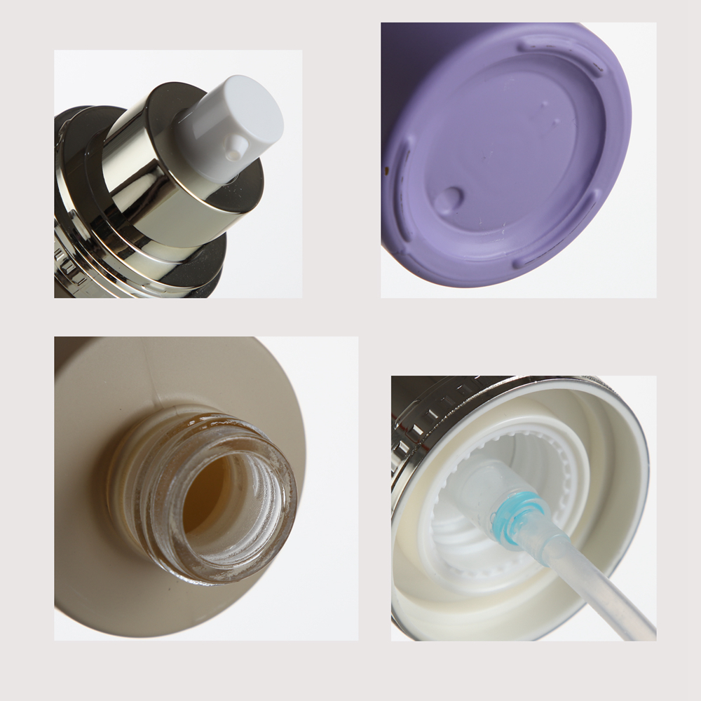 Empty Glass Skincare Containers Bottles with Shiny Silver Engraved Caps for Cosmetic Packaging - immagine 7