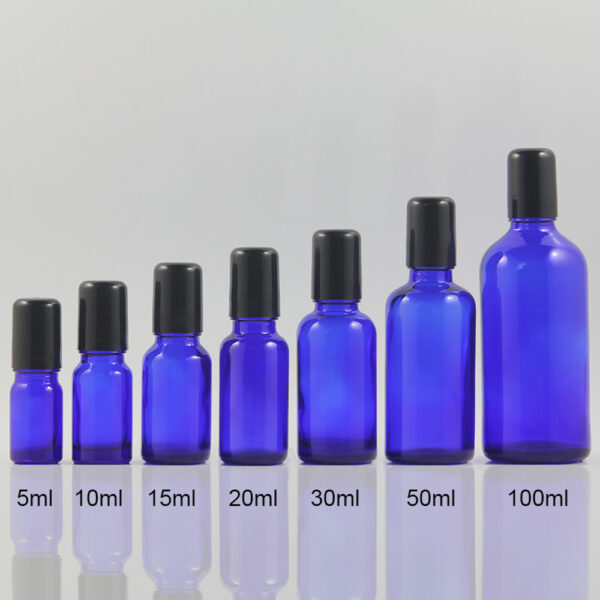 blue glass roller bottle