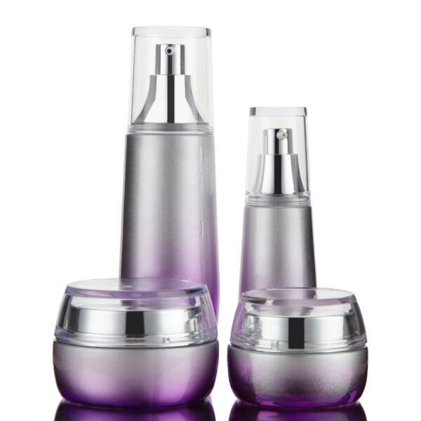 purple glass lotion bottle