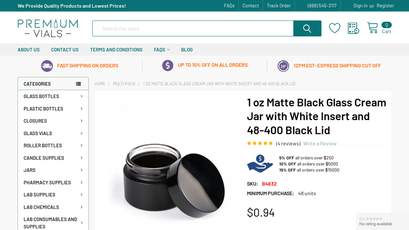 Black Square Glass Cream Jar With Lid