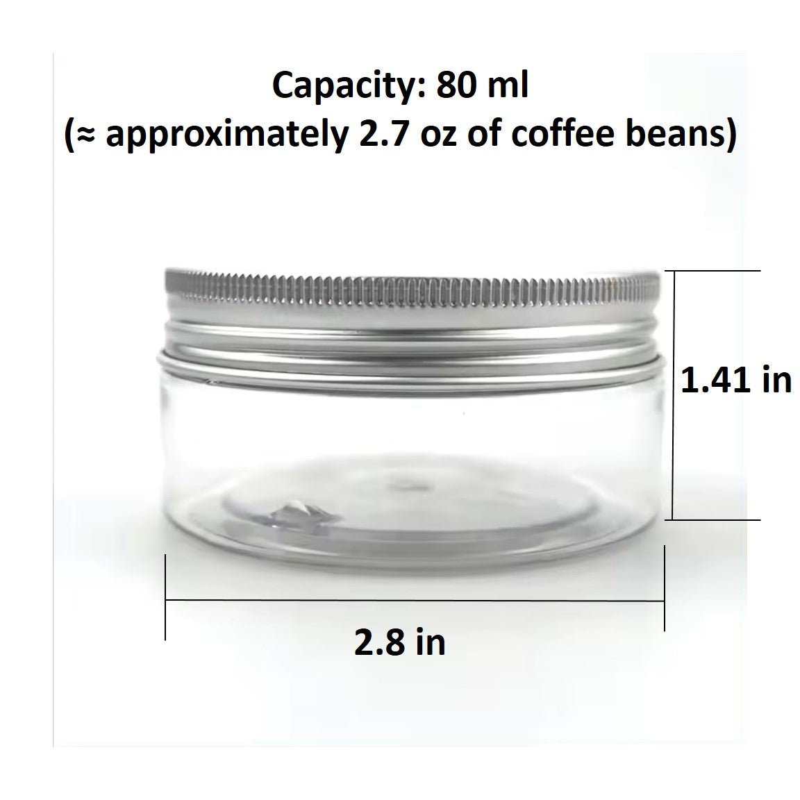 Clear Plastic PET Jar With Aluminium Lid
