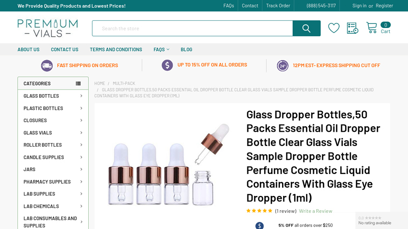 Cosmetic Glass Bottle with Dropper