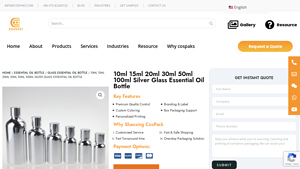 10ml 15ml 20ml 30ml 50ml 100ml Silver Glass Essential Oil Bottle