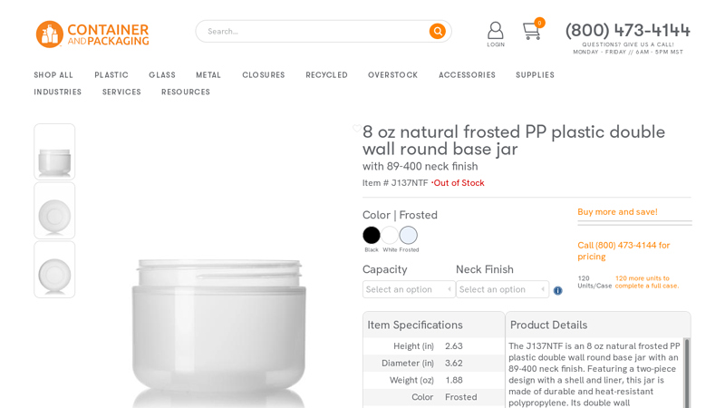Double-wall Round Shape Cream Jar Frosted