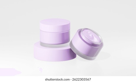 Elegant Round Purple Cream Jar With Textured Cap