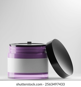Elegant Round Purple Cream Jar With Textured Cap