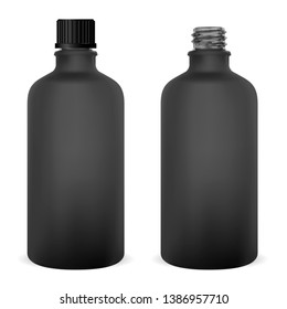 Empty Black Cosmetic Glass Bottle