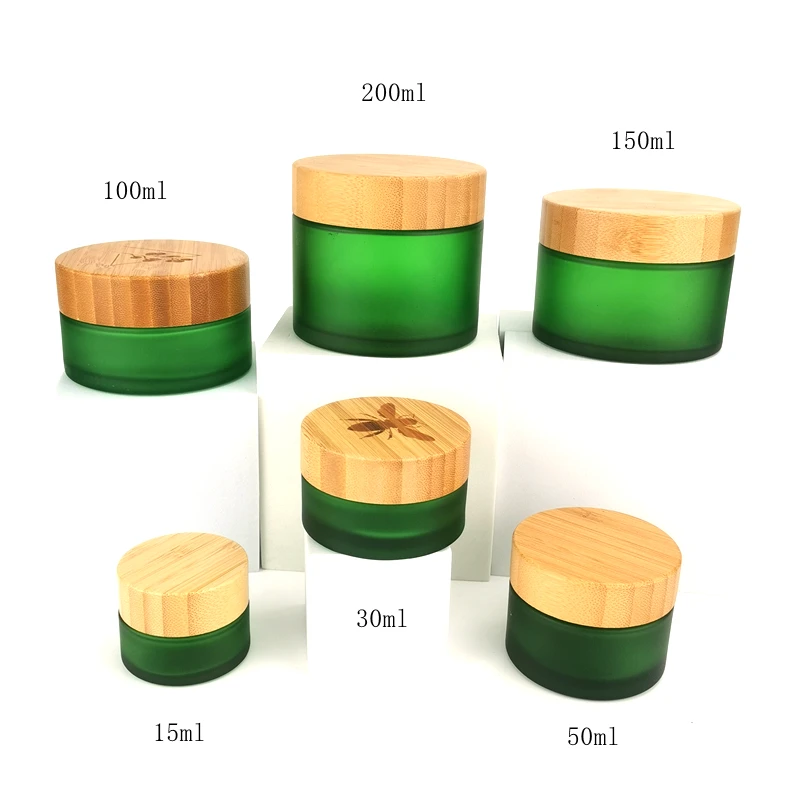 Frosted Green Glass Jar with Double-wall Lid