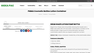 PMMA Plastic Cosmetic Lotion Bottle Container