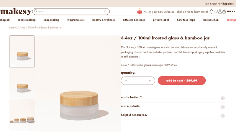Glass Cream Jar with Bamboo Cap