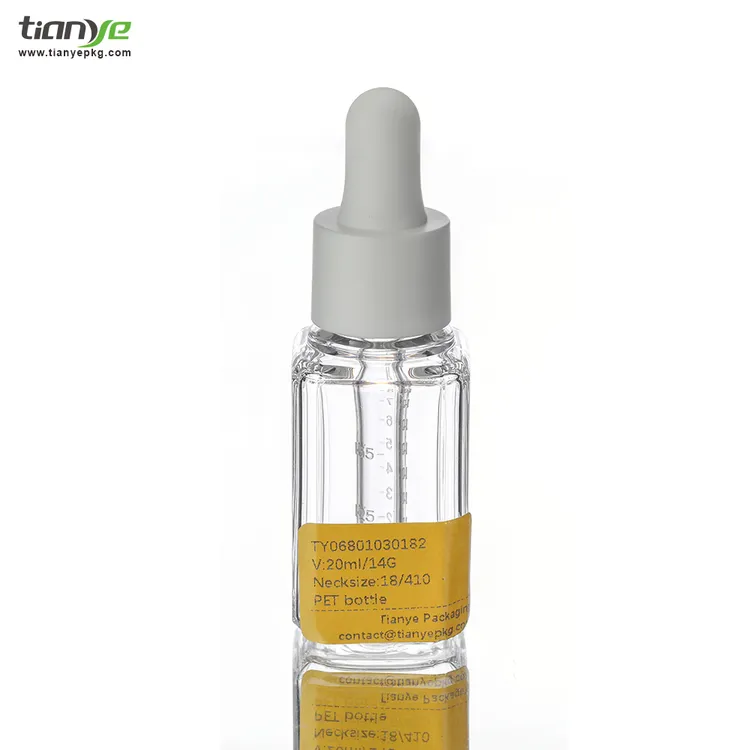 PET Square Transparent Dropper Bottle