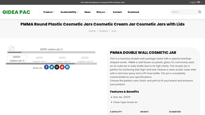 PMMA Round Plastic Cosmetic Jars Cosmetic Cream Jar Cosmetic Jars with Lids