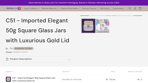 Luxury Square Glass Jar with Golden Cap