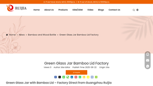 Green Glass Jar with Bamboo Lid Wholesale Custom Bamboo Cosmetic Glass Jar