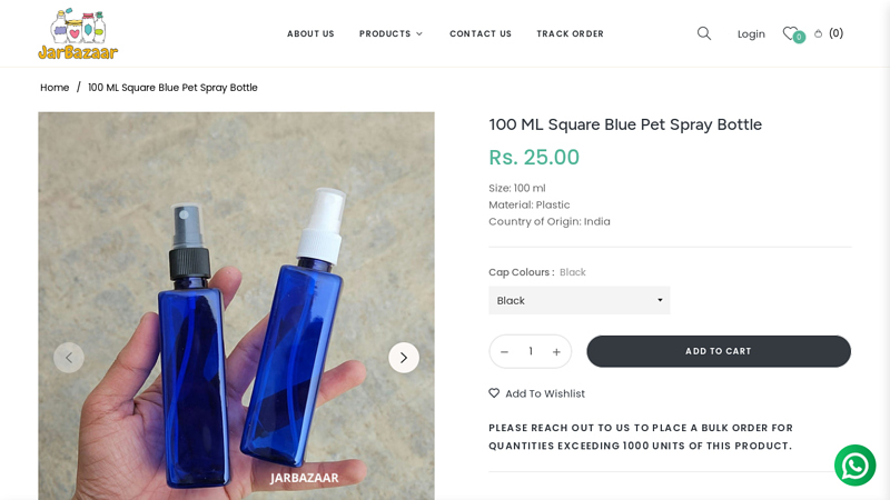 Square Blue PET Plastic Spray Pump Bottle