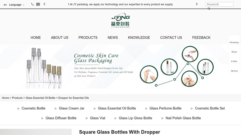 Square Glass Dropper Bottle Essential Oil Bottle With Aluminum Dropper