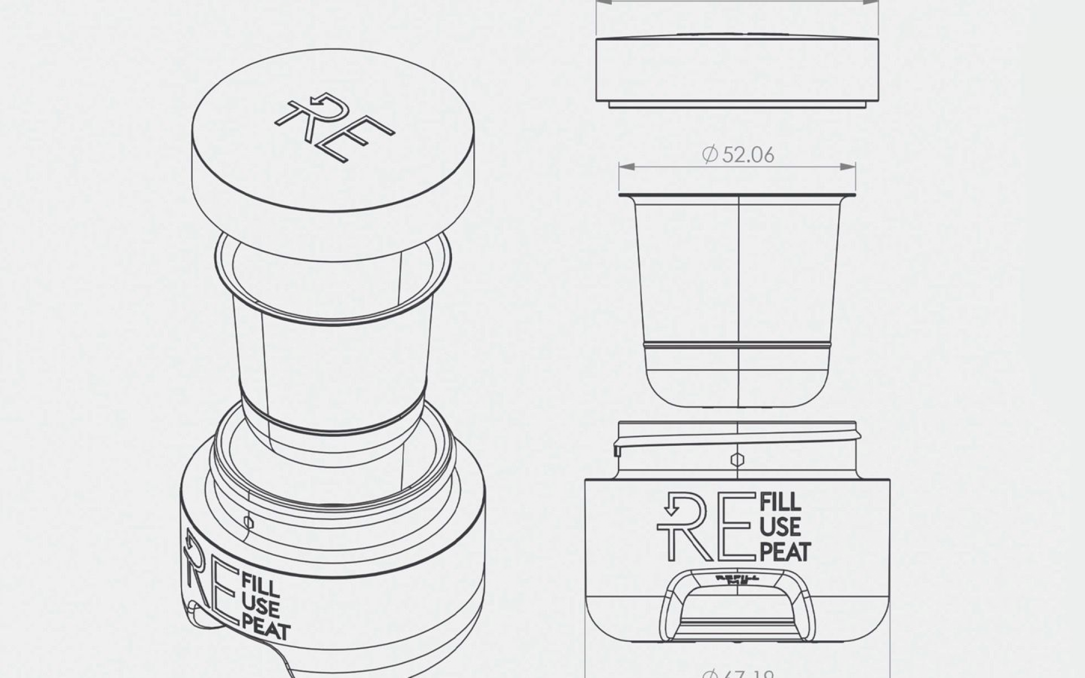 Square Refillable Replaceable Cream Jar