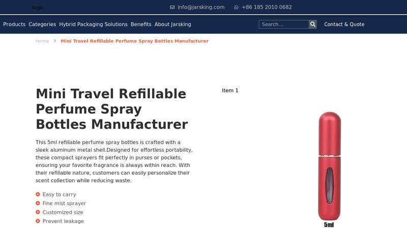 Travel Perfume Atomizer Bottle Aluminum Perfume Bottle Manufacturer