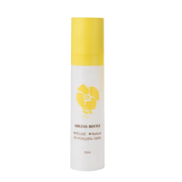 Custom Eco-Friendly Yellow Double Wall Airless Pump Bottle Liquid Product Packaging