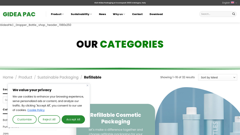 Eco-friendly Refillable Cosmetic Bottle Sustainable Cosmetic Lotion Bottle Packaging