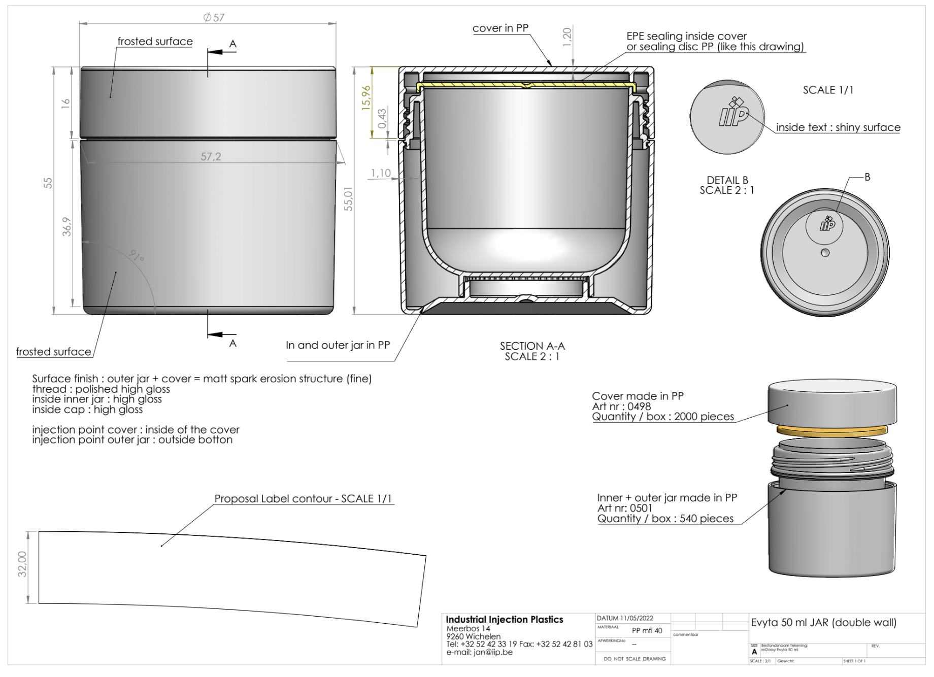 PP Double-wall Cosmetic Jar With Cap