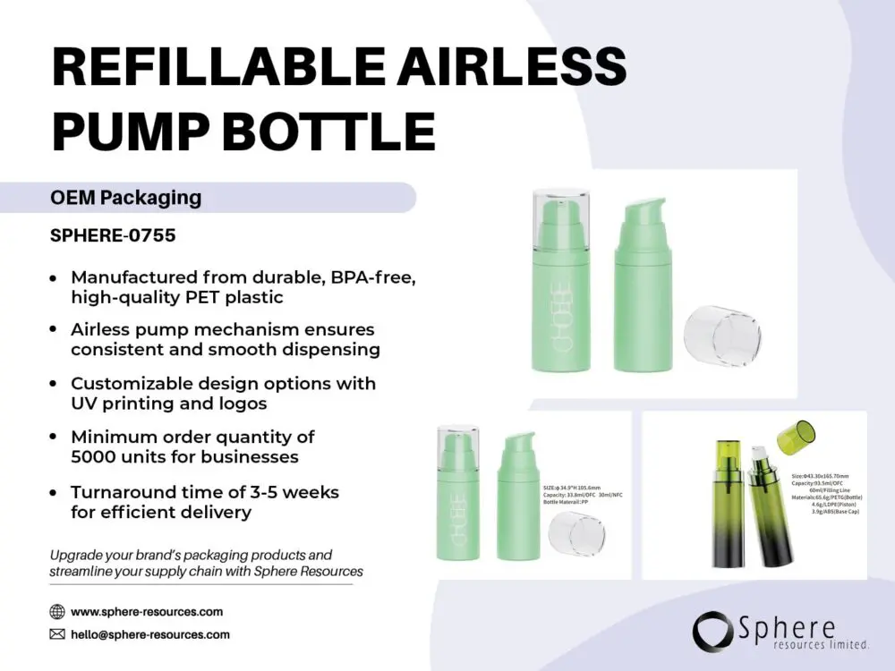 Refillable PET Cosmeitc Bottles Replaceable Cosmetic Airless Pump Bottles