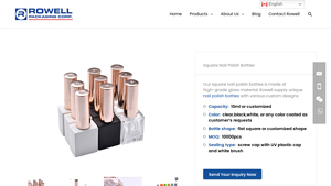 Shiny Gold Square Nail Polish Glass Bottle