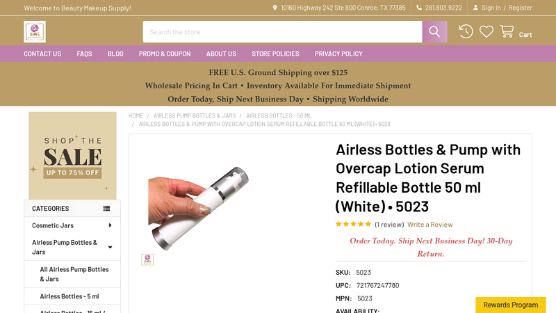 White Cap Clear Body Pressure Spray Lotion Bottle