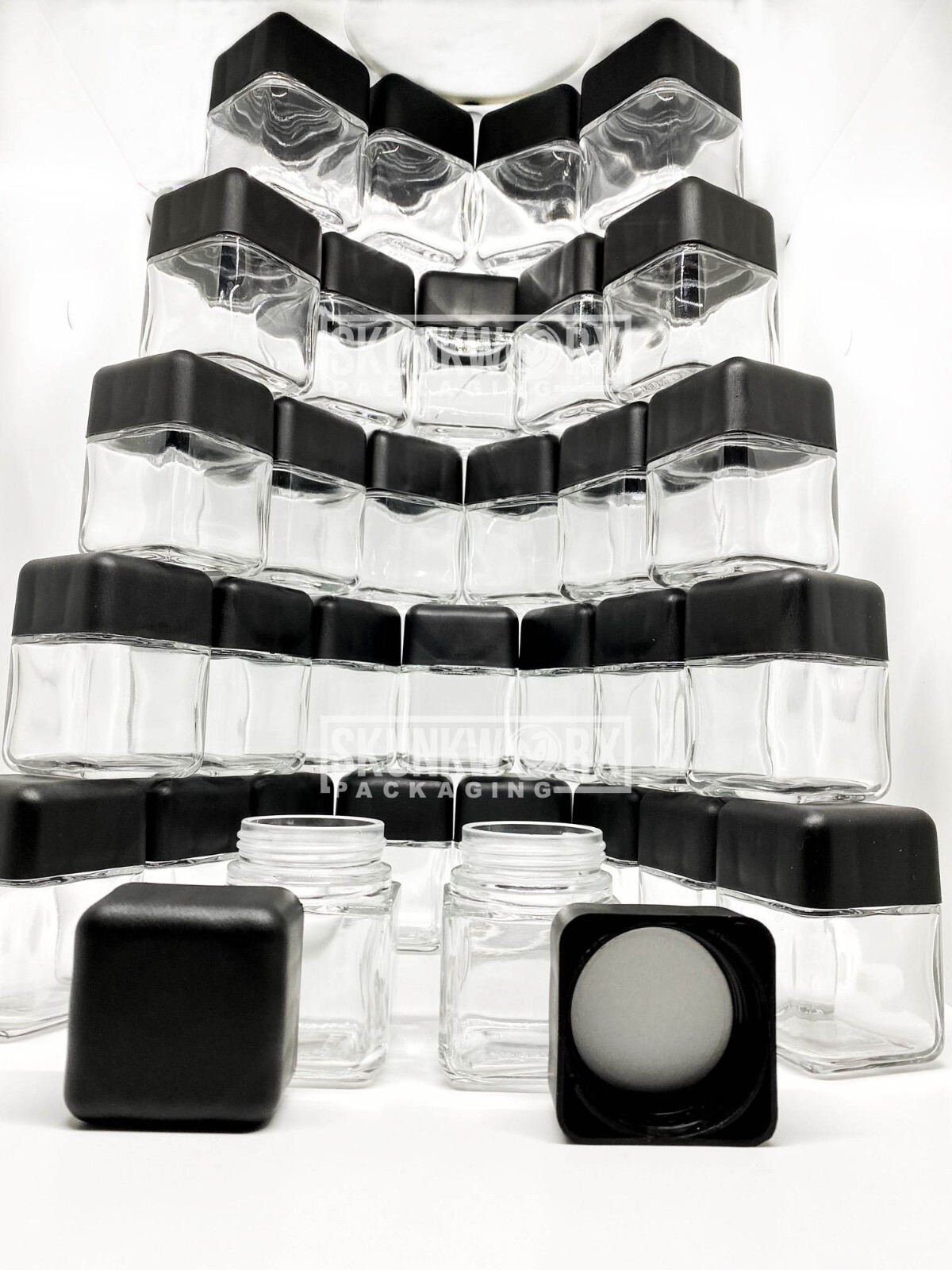 1g 3 5g flower cube square glass jars with lid