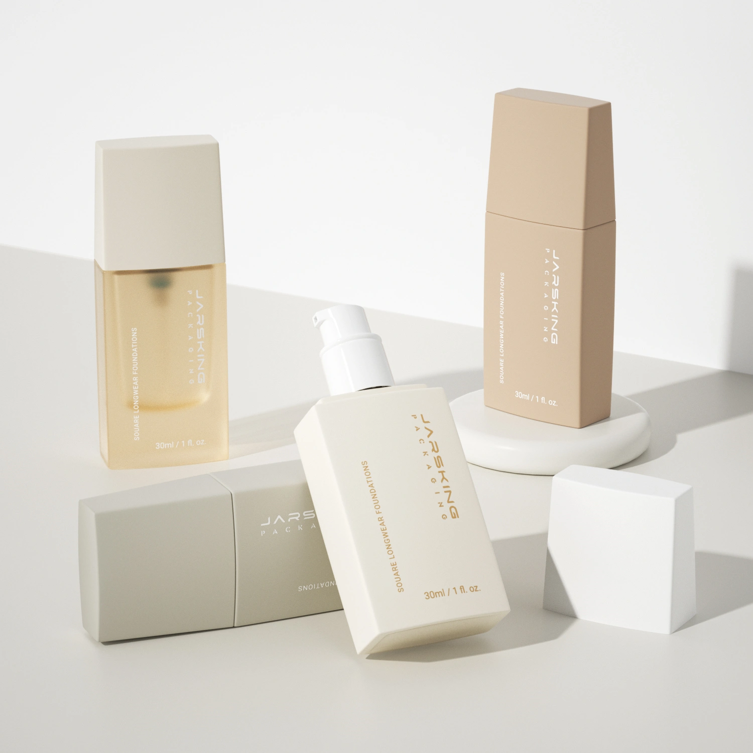 30ml transparent glass square foundation bottles