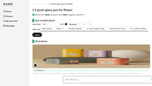1g 3 5g flower cube square glass jars with lid