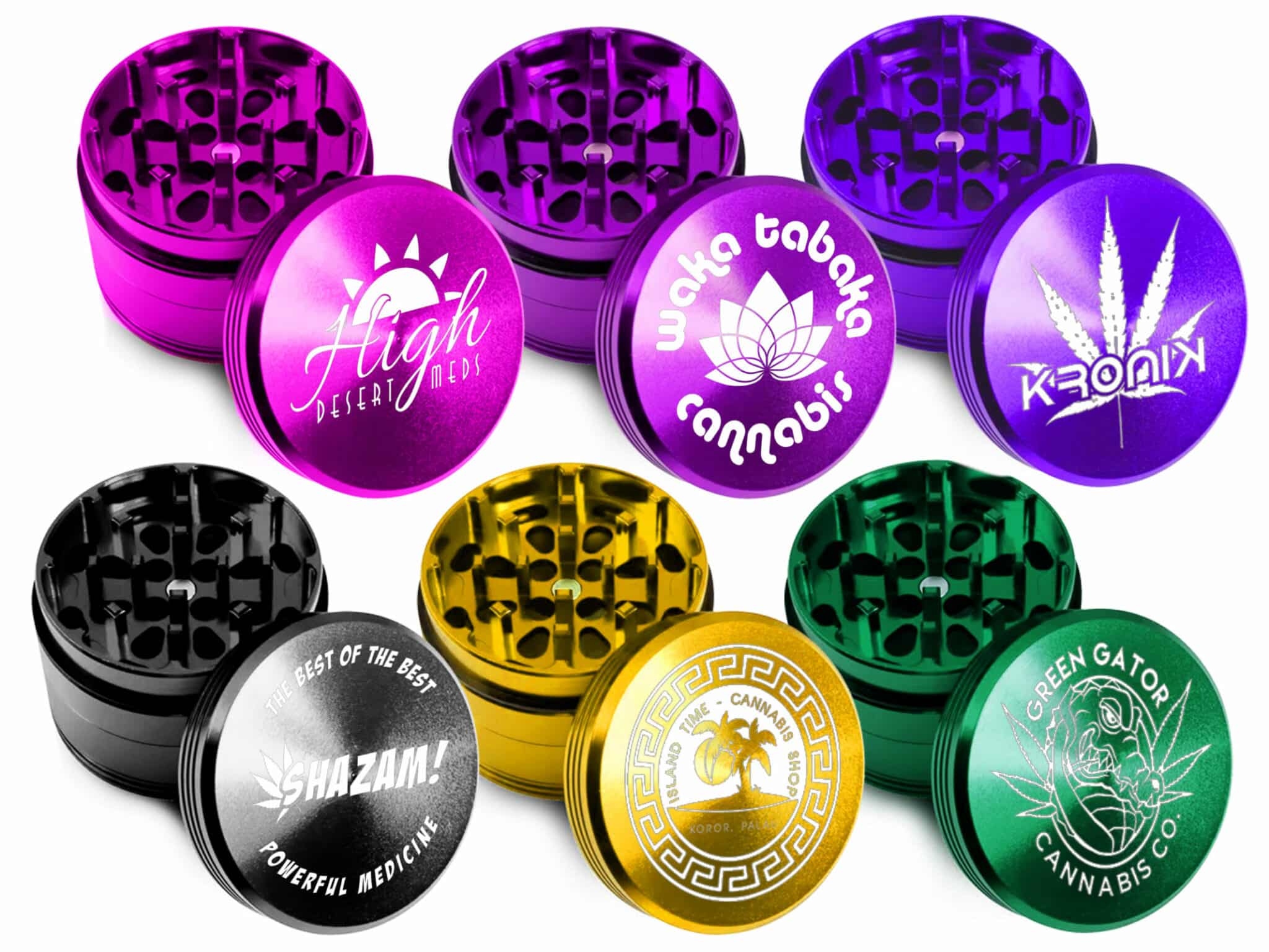 custom colorful smell proof cannabis aluminum grinders