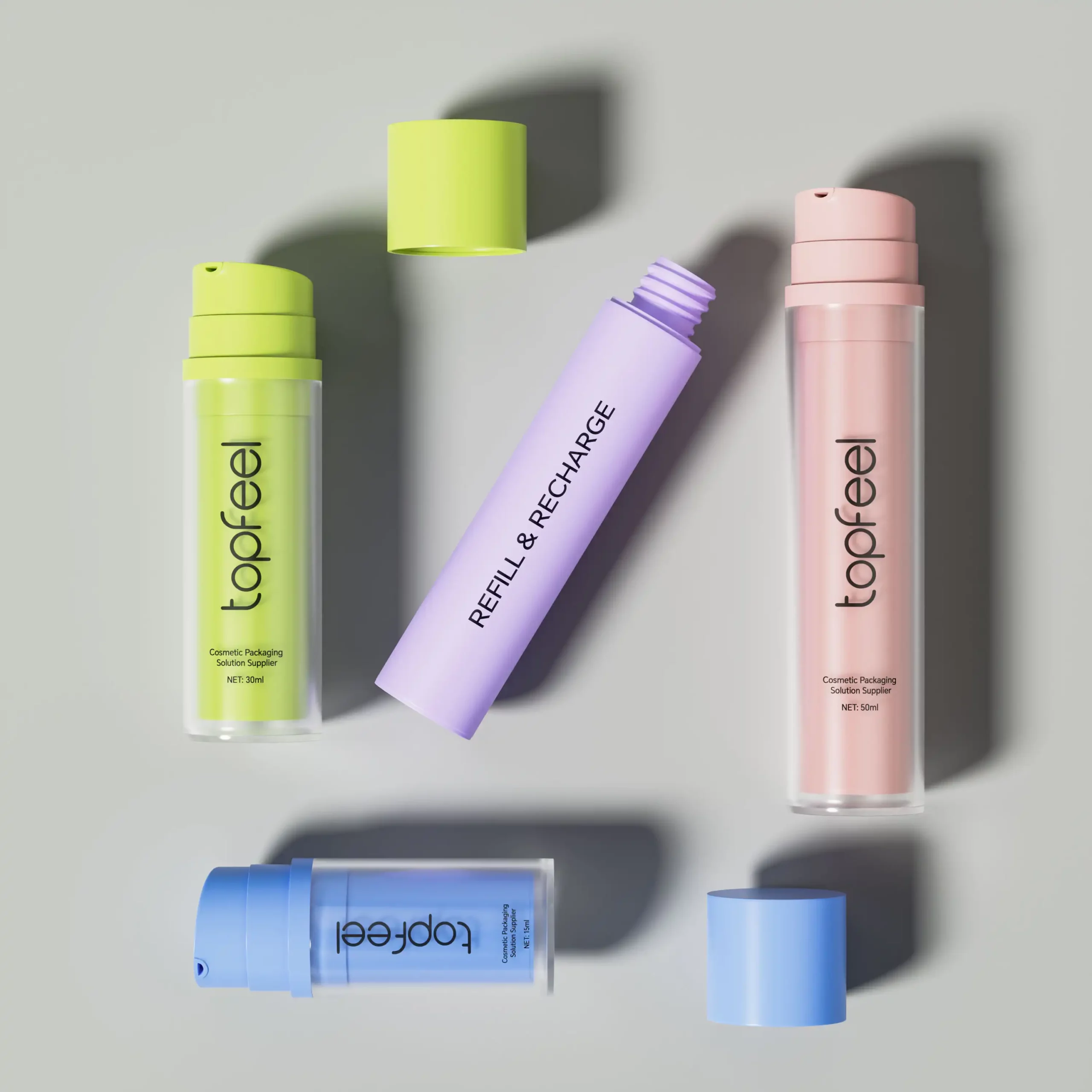 eco chic refillable airless pump bottles