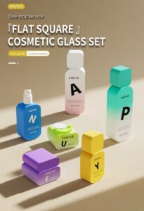 Featured image for the flat square glass bottle cosmetic packaging set new design guide