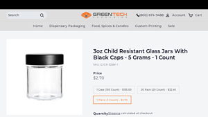 3 5 0Z glass jar with child resistant lid