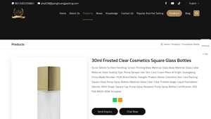 30ml transparent glass square foundation bottles