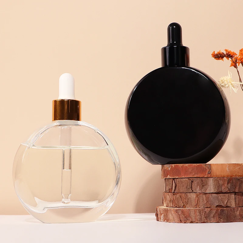 serum bottle with pump round empty luxuryl