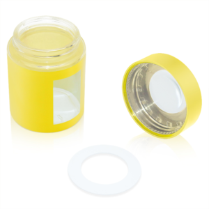 Featured image for the transparent child resistant glass jar with magnifying lid guide