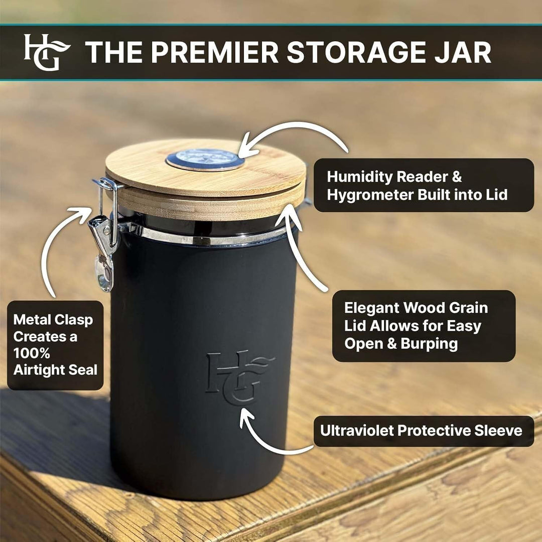 uv resistant jars with hygrometer lid