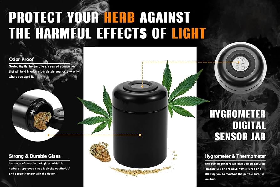 uv resistant jars with hygrometer lid