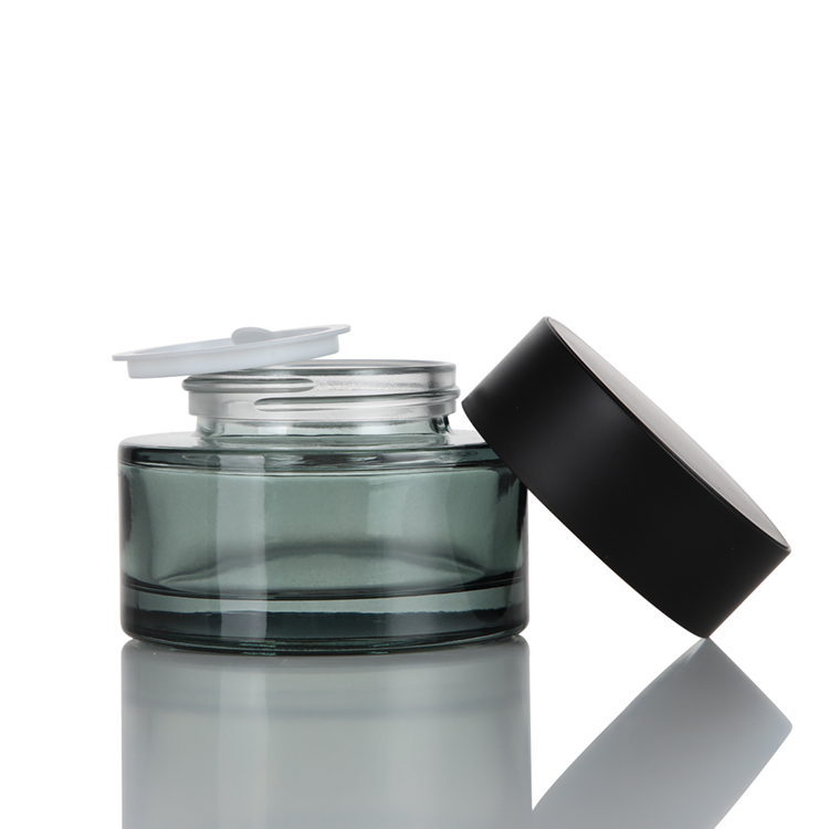 Empty Luxury Glass Cream Jars with Black Lids 30ml 50ml - الصورة 4