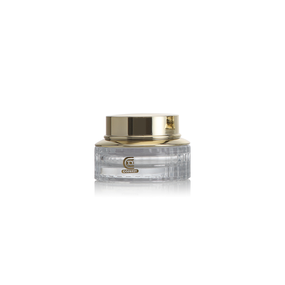 Clear Glass Jars with Fancy Gold Lids Cream Use Packaging - Imagen 2