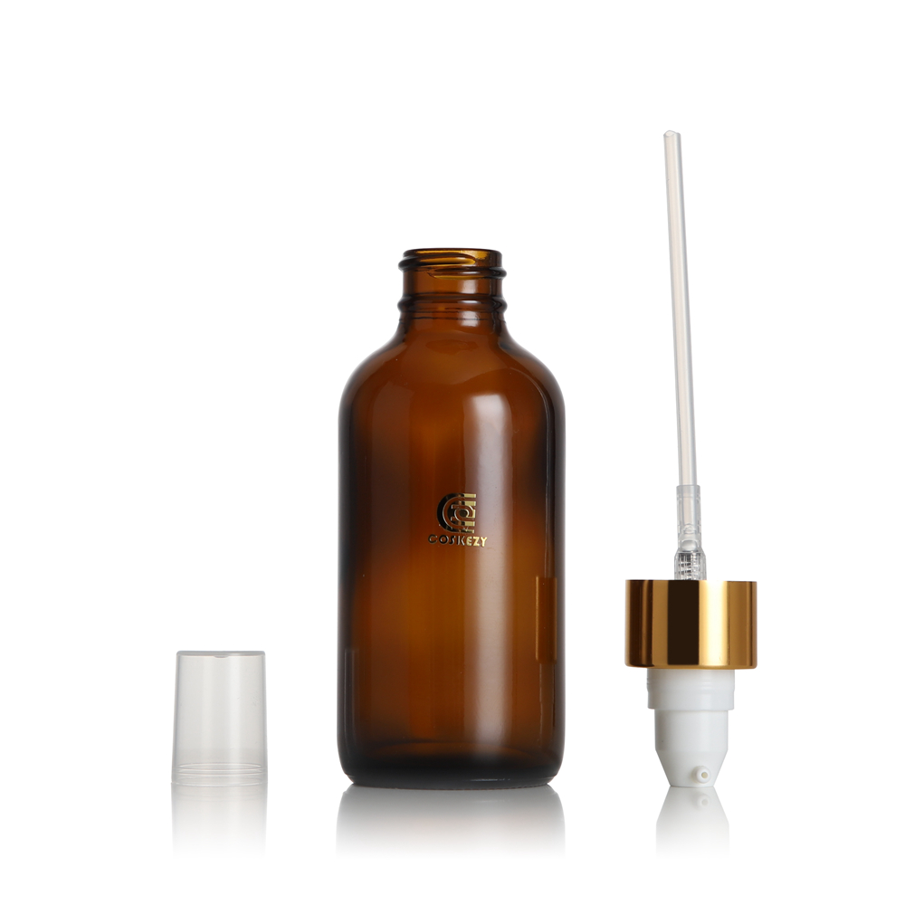 Orange & Amber Glass Pump Bottles for Skincare & Essential Oils - Image 3