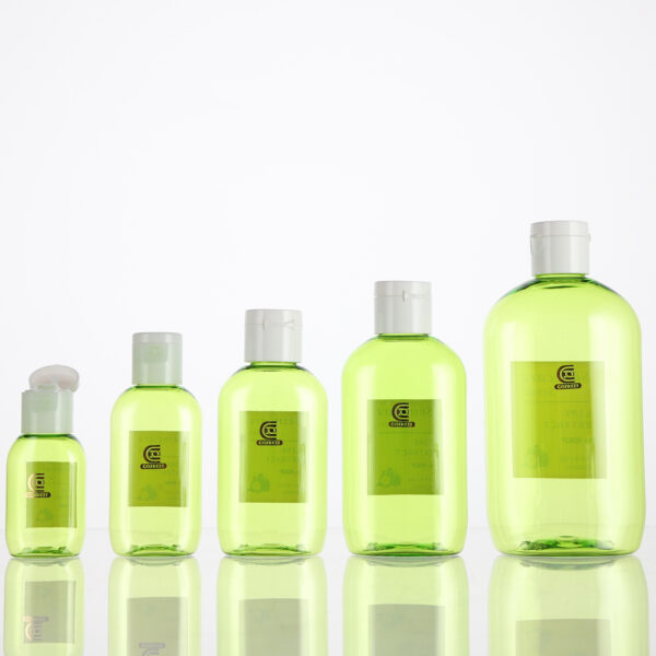 30ml 60ml 100ml 150ml 300ml Clear Green PET Packaging with Flip Cap
