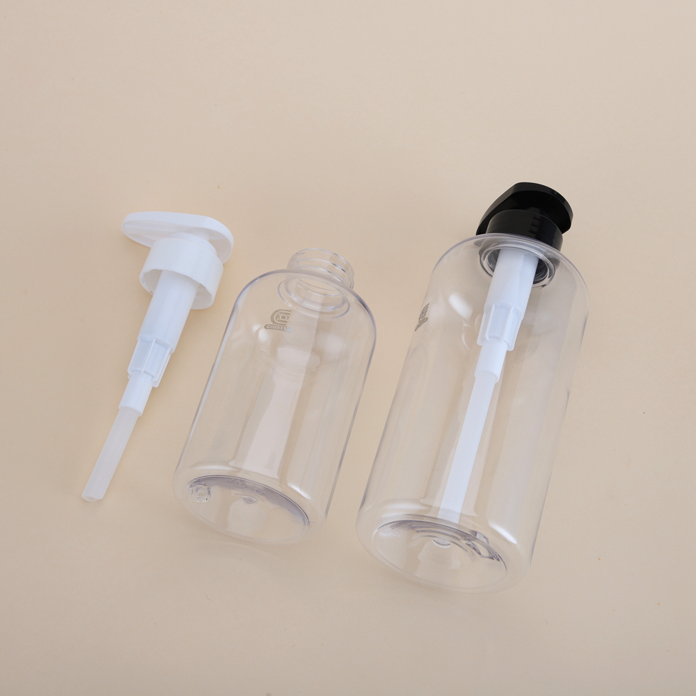 2 Sizes Clear PET Pump Bottles with Black or White Pumps for Hair Body Wash - Image 5